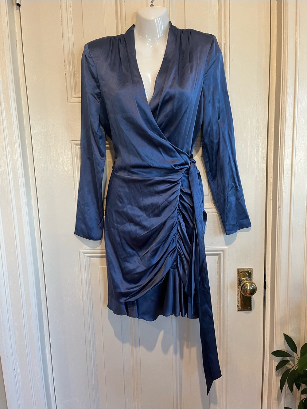 Veronica Beard Agatha Dress Steel Blue Size 6 NWT $698 Tie Waist 2207CHM0420426